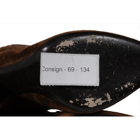 Saint Laurent Womens Ella Studded Knee Boots US 7 EU 37 Brown Suede - Picture 16 of 16